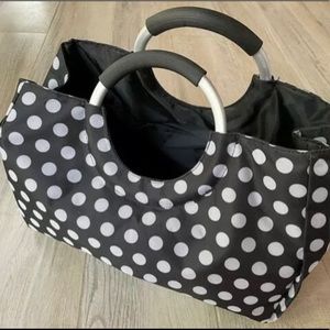 New Women's Tote Black White Polka Dots Bag